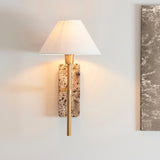 Dark Brown Emperador Marble & Vintage Brass With Natural Linen