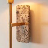 Dark Brown Emperador Marble & Vintage Brass With Natural Linen