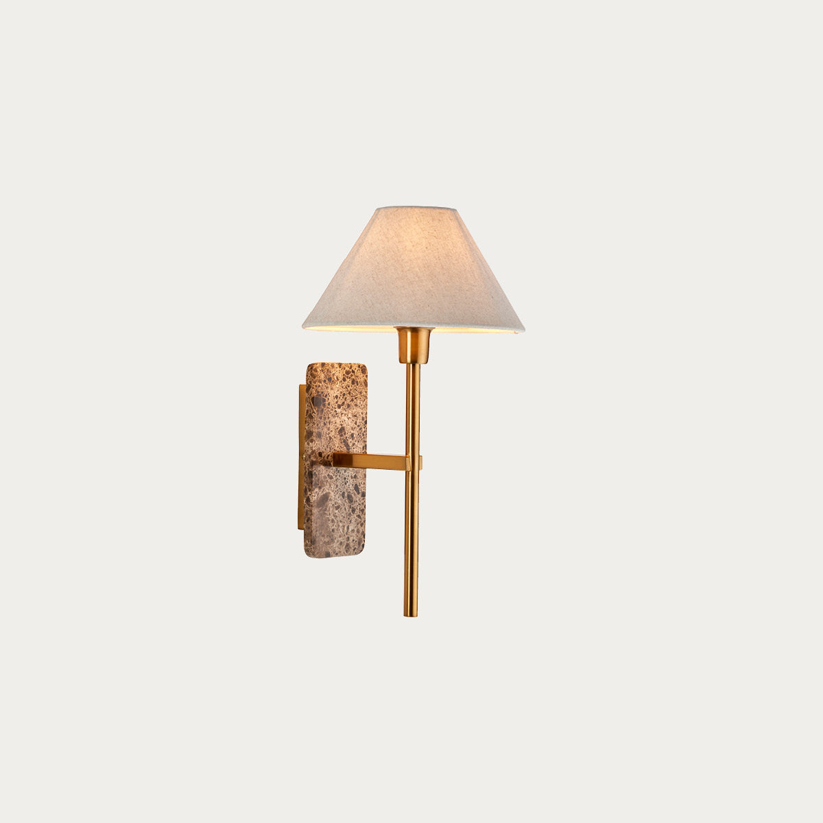 Dark Brown Emperador Marble & Vintage Brass With Natural Linen