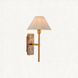 Dark Brown Emperador Marble & Vintage Brass With Natural Linen