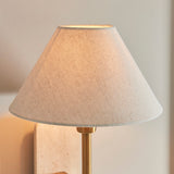 Natural Travertine & Vintage Brass With Natural Linen