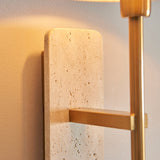 Natural Travertine & Vintage Brass With Natural Linen