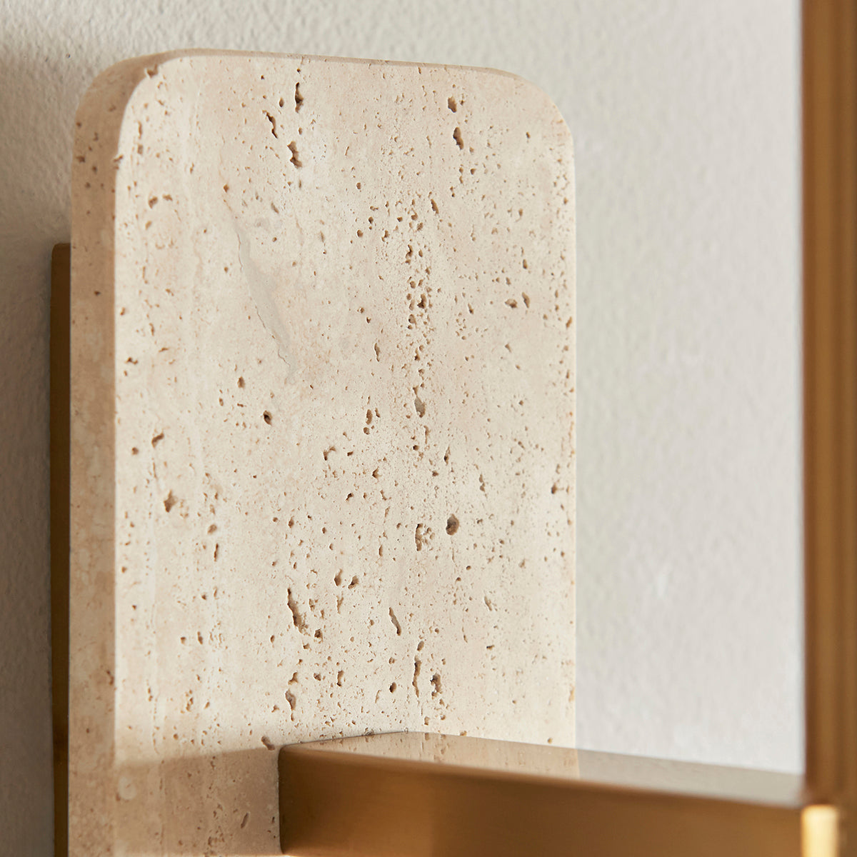 Natural Travertine & Vintage Brass With Natural Linen