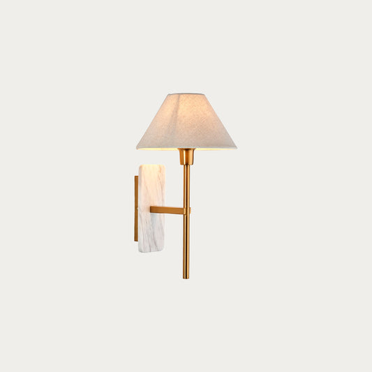 White Volakas Marble & Vintage Brass With Natural Linen