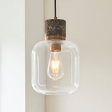 Dark Brown Emperador Marble, Vintage Brass & Clear Glass