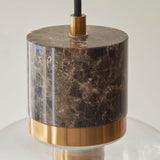 Dark Brown Emperador Marble, Vintage Brass & Clear Glass