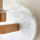 White Volakas Marble, Vintage Brass & Clear Glass