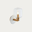 White Volakas Marble, Vintage Brass & Clear Glass