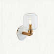 White Volakas Marble, Vintage Brass & Clear Glass