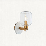 White Volakas Marble, Vintage Brass & Clear Glass