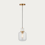 White Volakas Marble, Vintage Brass & Clear Glass
