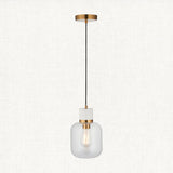 White Volakas Marble, Vintage Brass & Clear Glass
