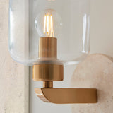 Natural Travertine, Vintage Brass & Clear Glass
