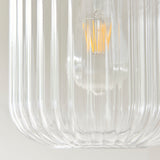 Natural Travertine, Vintage Brass & Clear Ribbed Glass