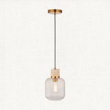 Natural Travertine, Vintage Brass & Clear Ribbed Glass
