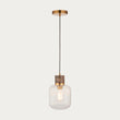 Dark Brown Emperador Marble, Vintage Brass & Clear Ribbed Glass