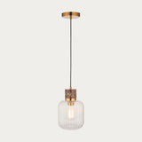 Dark Brown Emperador Marble, Vintage Brass & Clear Ribbed Glass