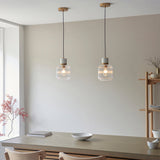 White Volakas Marble, Vintage Brass & Clear Ribbed Glass