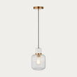 White Volakas Marble, Vintage Brass & Clear Ribbed Glass