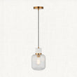 White Volakas Marble, Vintage Brass & Clear Ribbed Glass