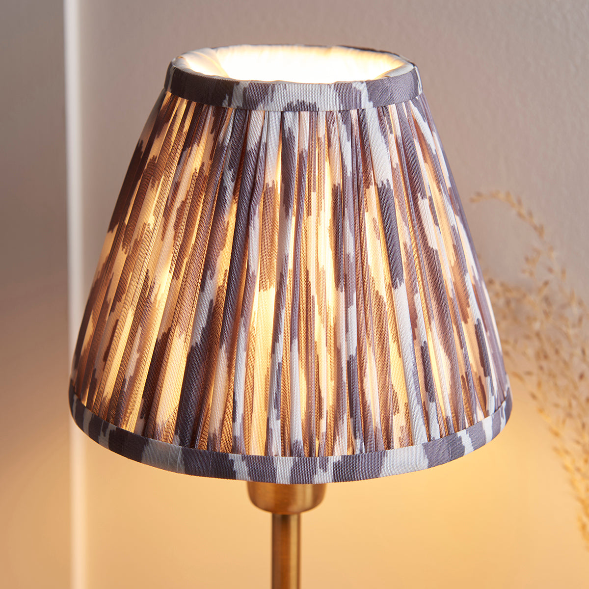 Vintage Brass Finish & Pearl Grey Fabric