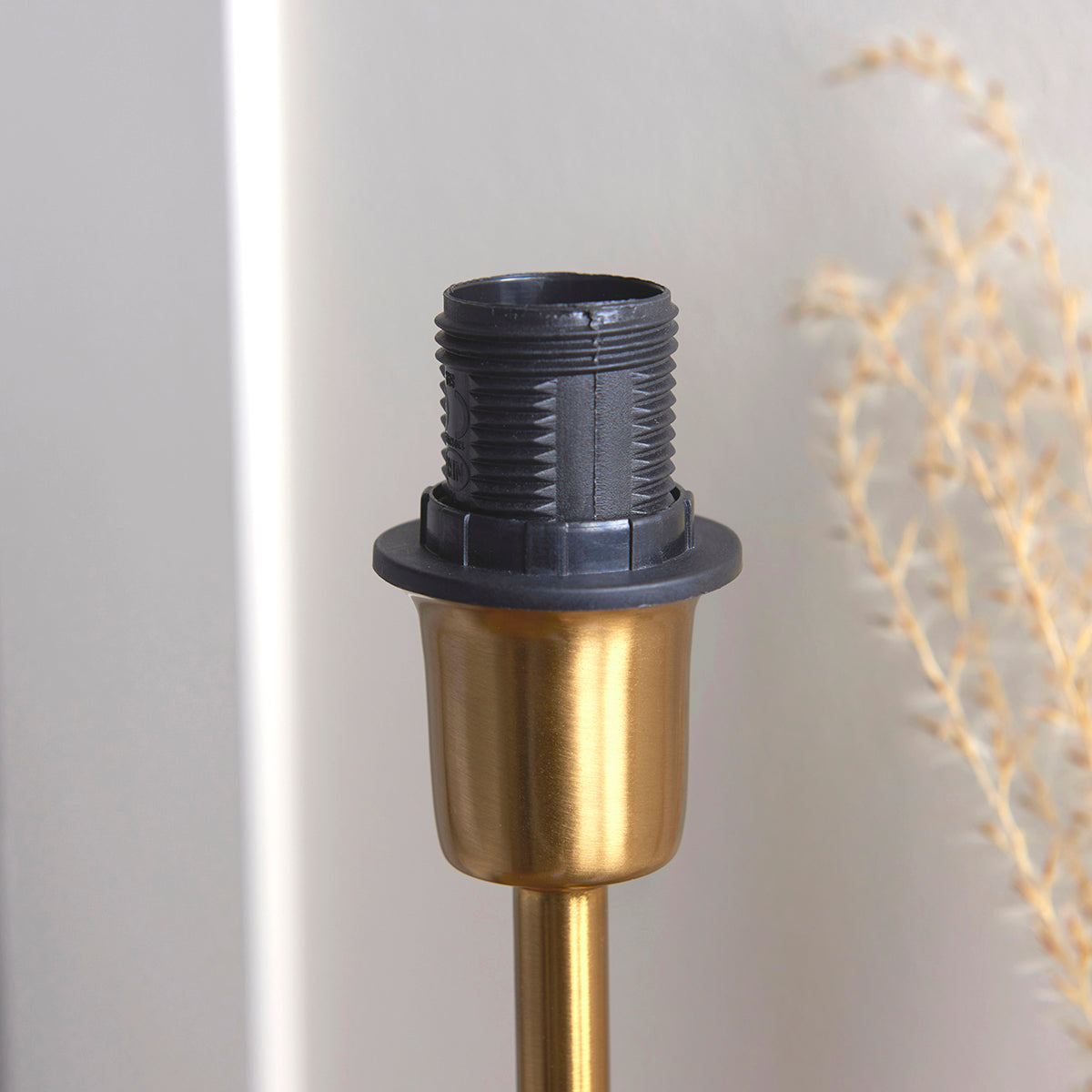 Vintage Brass Finish & Pearl Grey Fabric