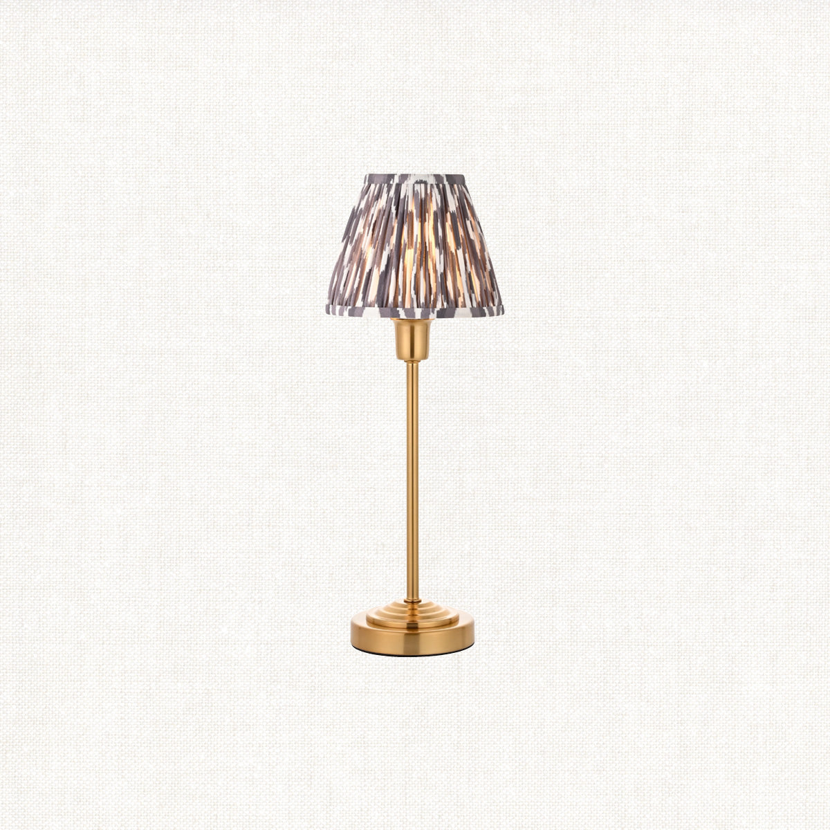 Vintage Brass Finish & Pearl Grey Fabric