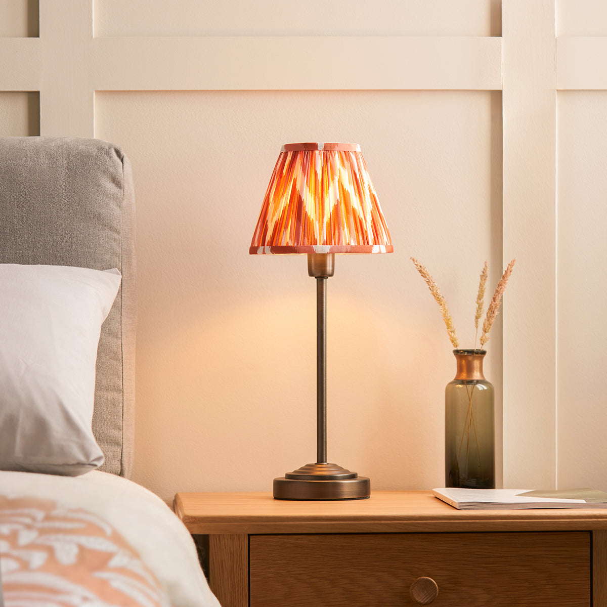 Antique Bronze Plate & Apricot Orange Fabric