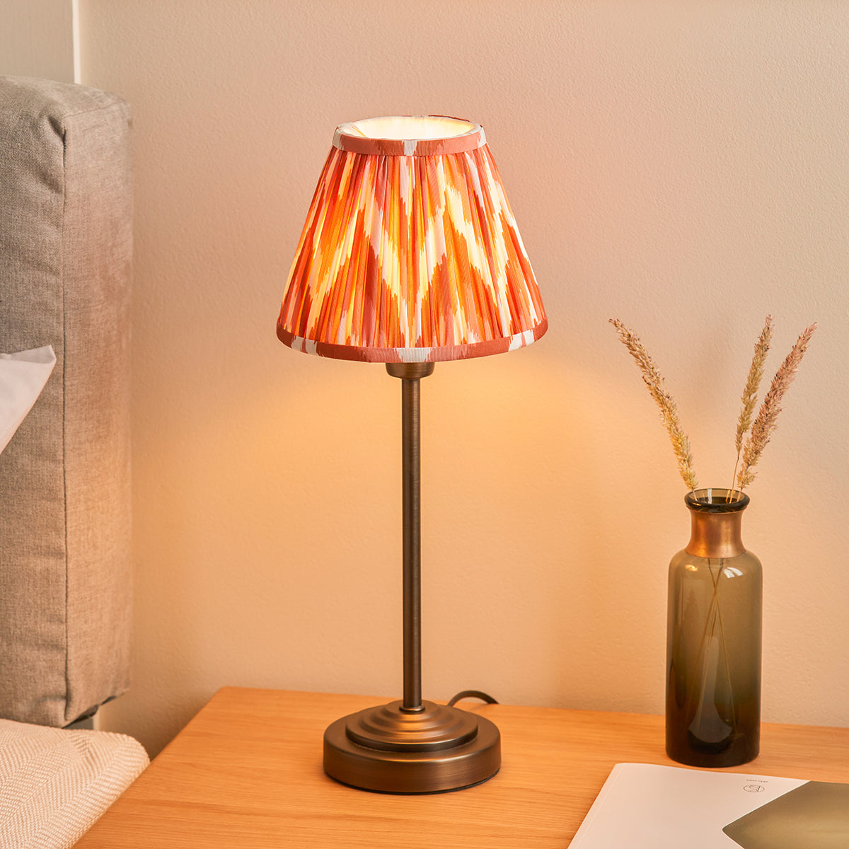 Antique Bronze Plate & Apricot Orange Fabric