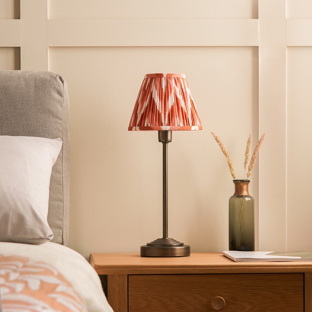 Antique Bronze Plate & Apricot Orange Fabric