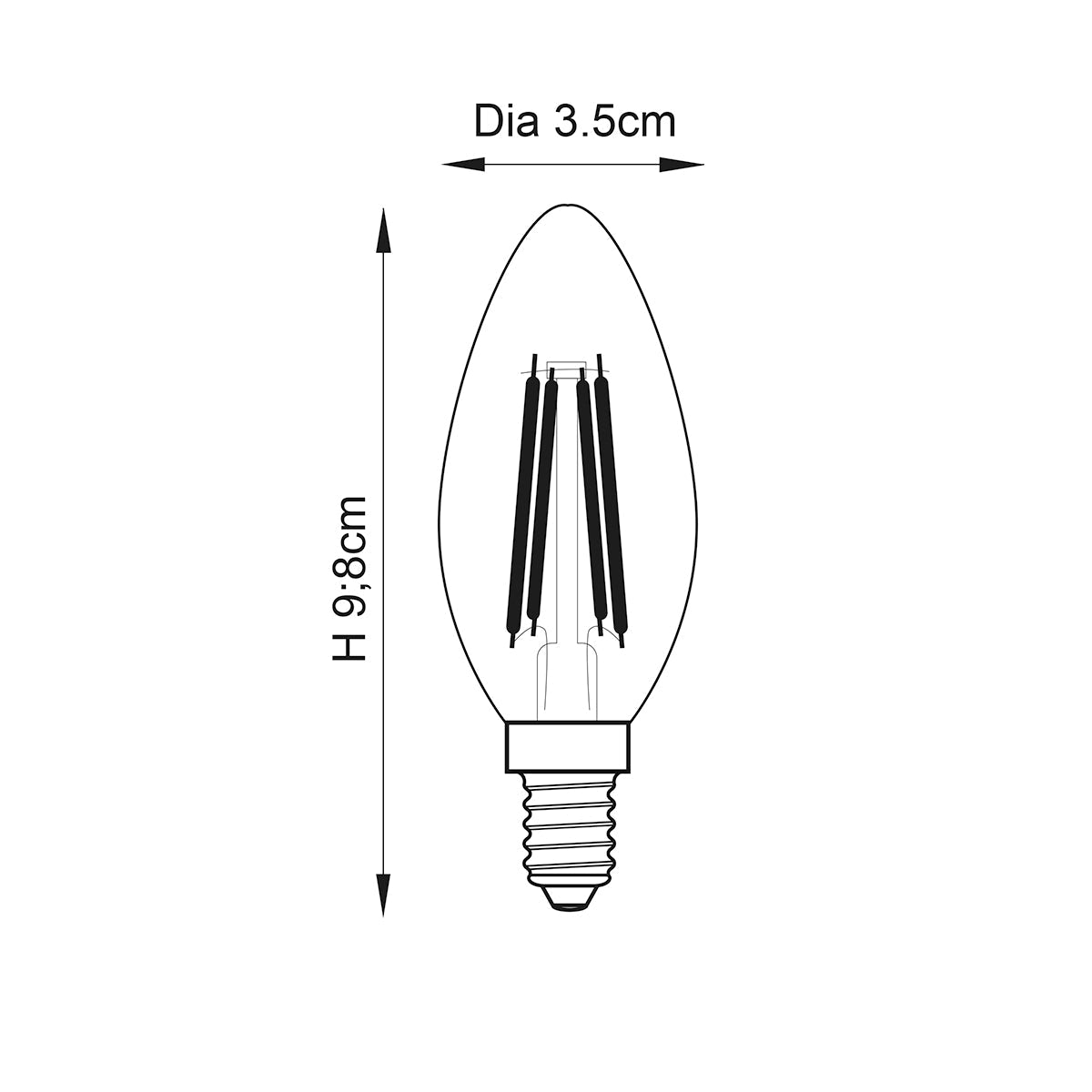 E14 LED Filament Candle Non-dimmable