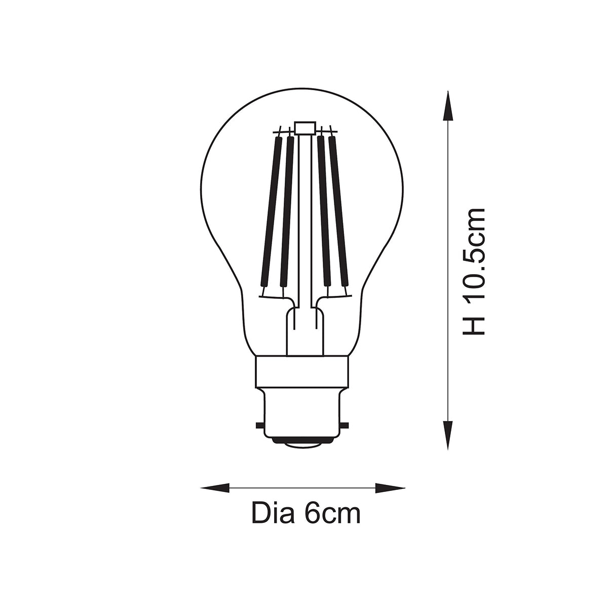 B22 LED Filament GLS Non-dimmable