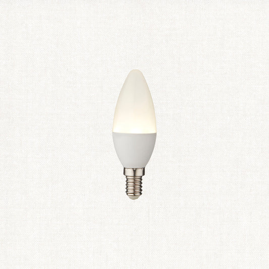 Cool white LED candle light bulb on a white background
