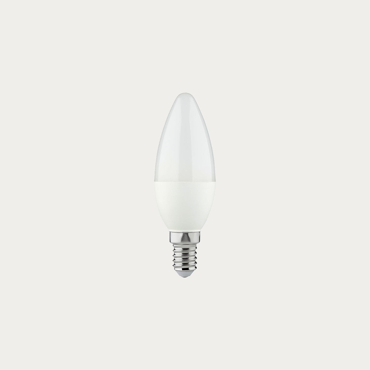 Cool white LED candle light bulb on a white background