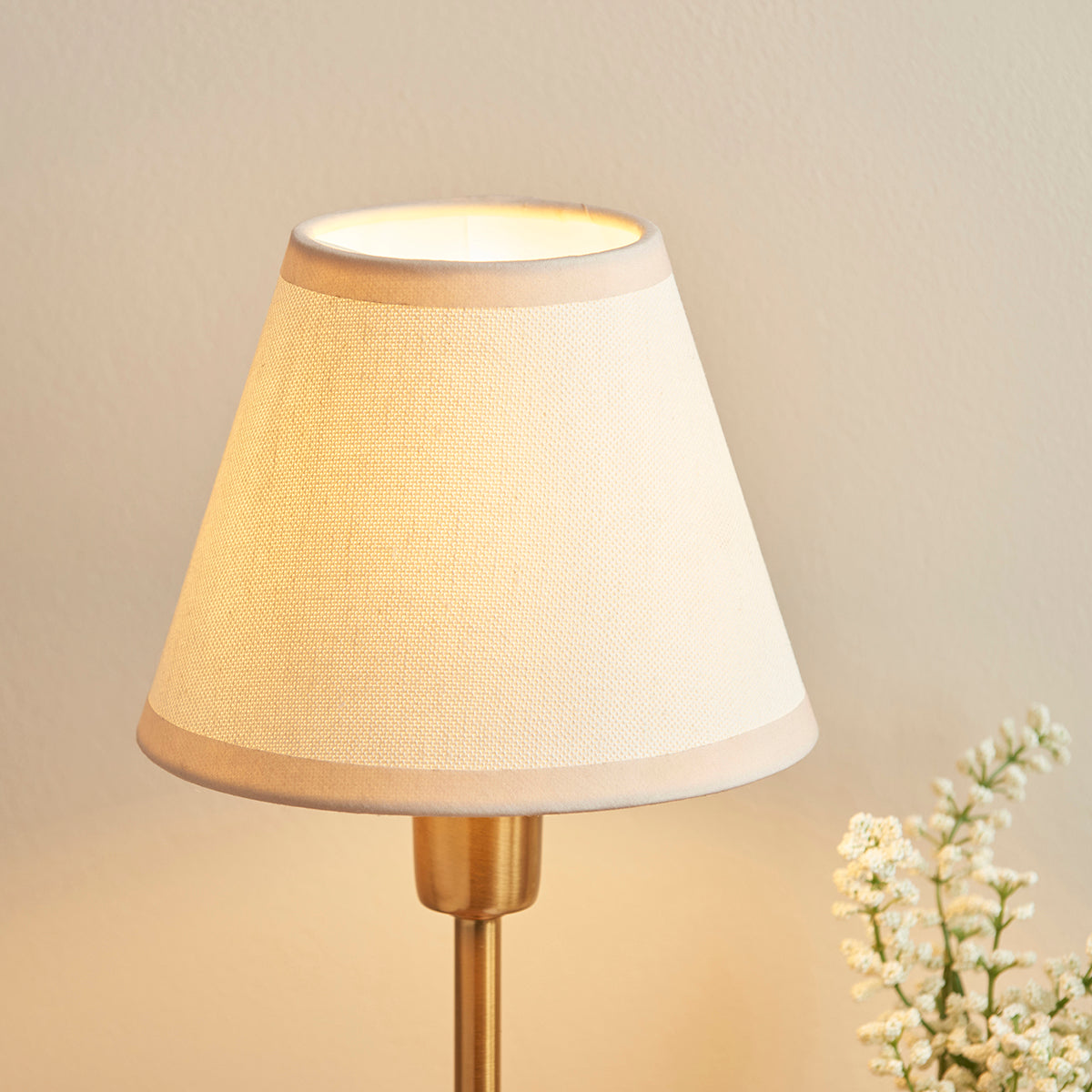 Vintage brass finish & vintage white fabric