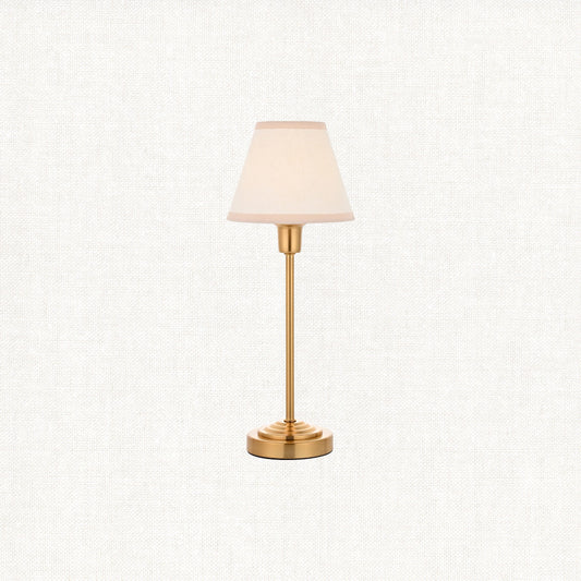 Vintage brass finish & vintage white fabric