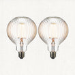 E27 Ribb Globe 125mm Dia - 2 pack