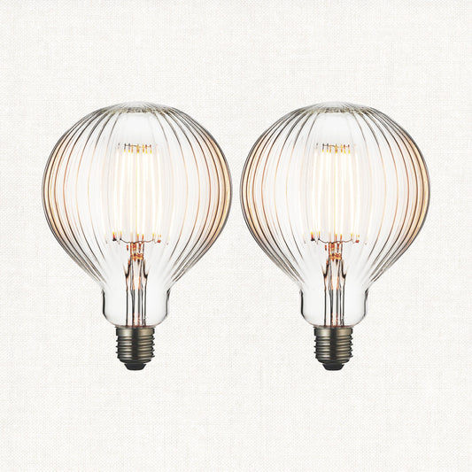 E27 Ribb Globe 125mm Dia - 2 pack