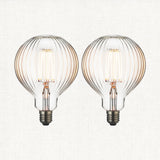 E27 Ribb Globe 125mm Dia - 2 pack