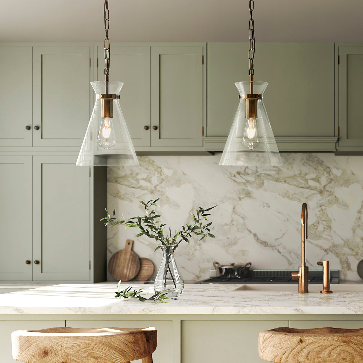 Harper Single Pendant Light in Brushed Aged Brass