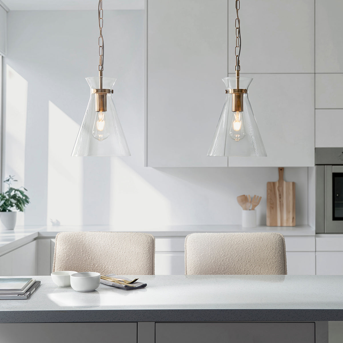 Harper Single Pendant Light in Brushed Aged Brass