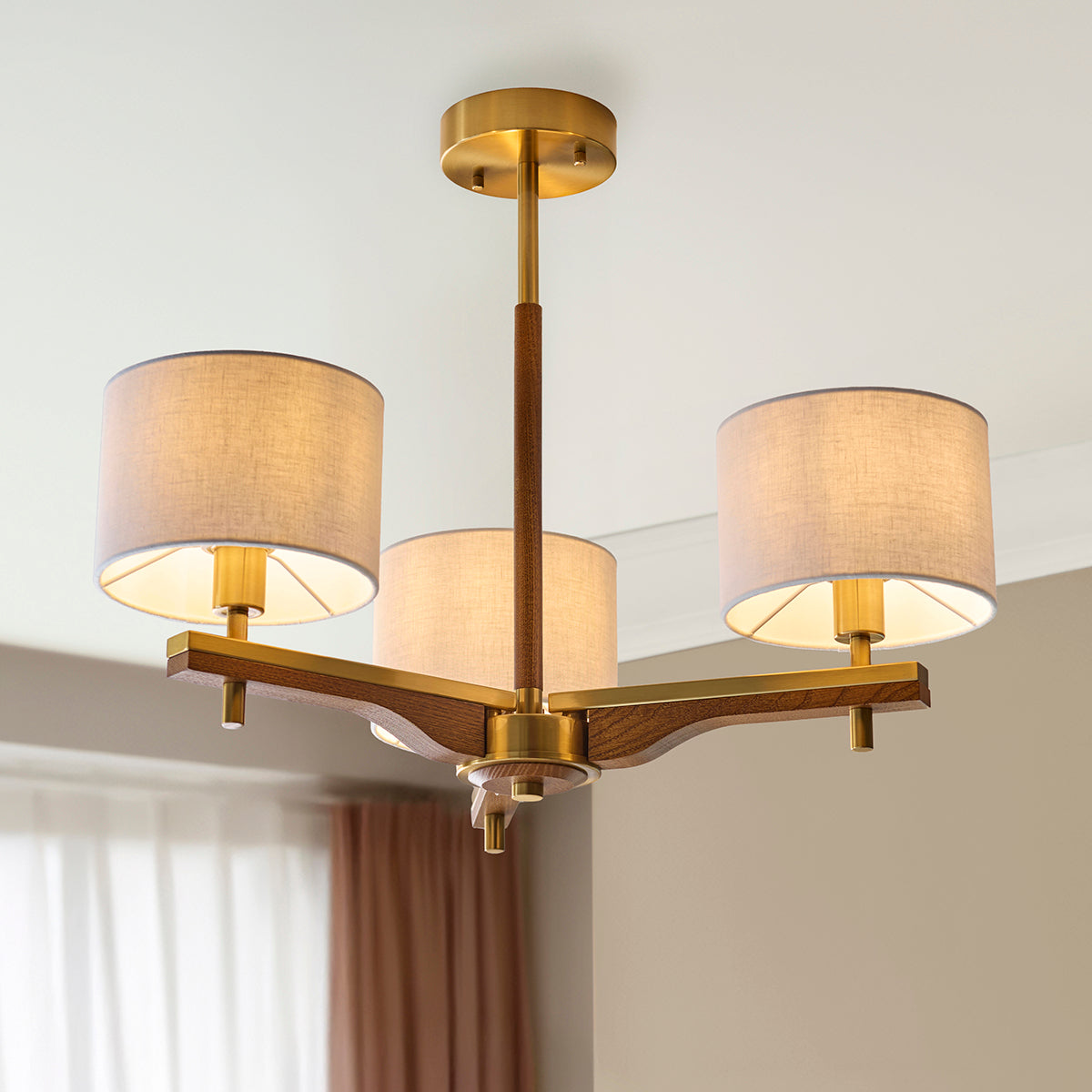 Horace Semi Flush Light in Brushed Aged Brass