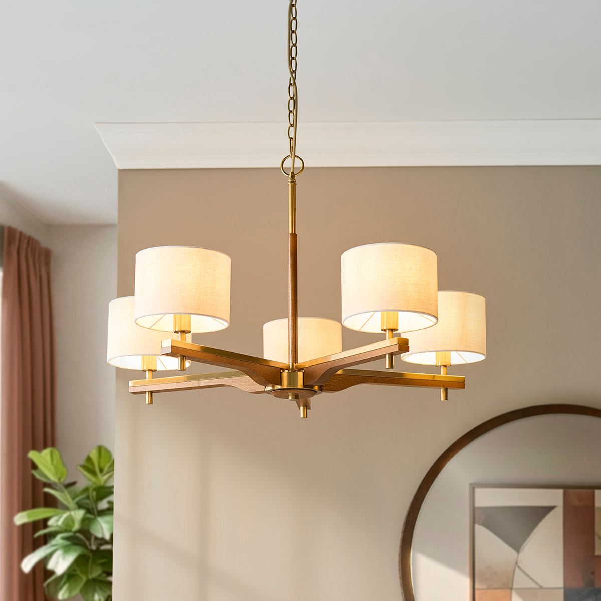 Horace 5-Light Pendant Light in Brushed Aged Brass