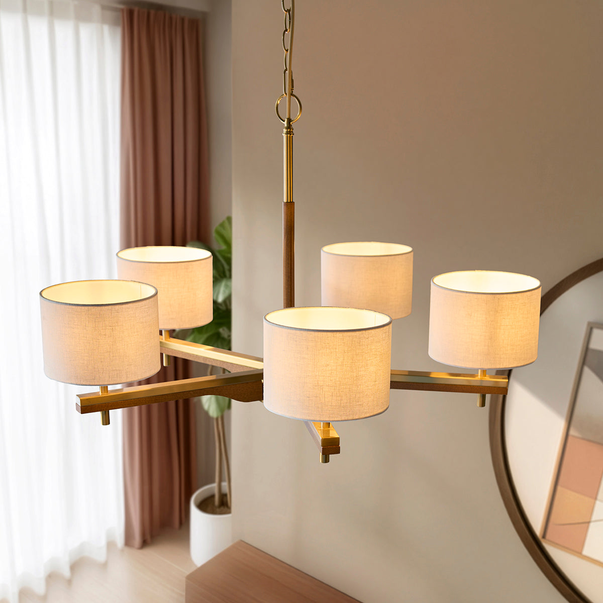 Horace 5-Light Pendant Light in Brushed Aged Brass