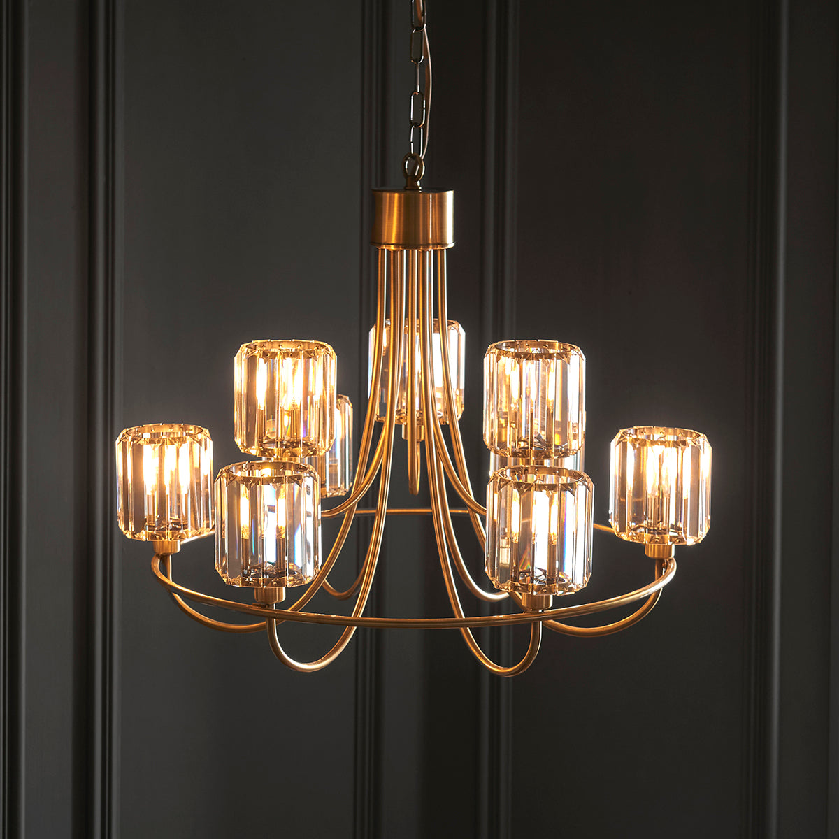 Rosalie 9-Light Tiered Chandelier in Antique Brass