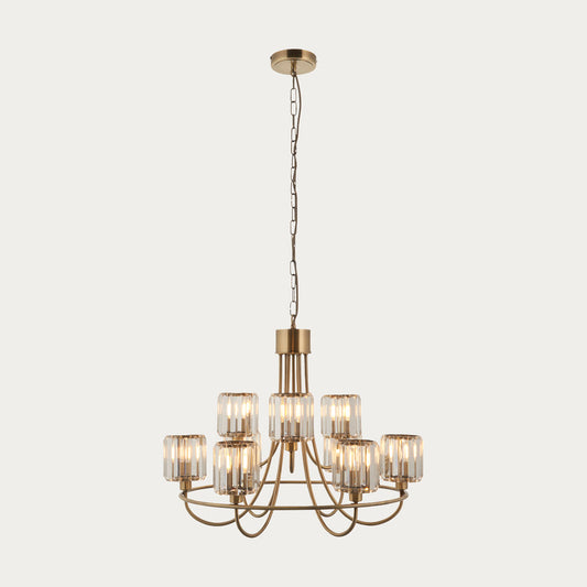 Rosalie 9-Light Tiered Chandelier in Antique Brass
