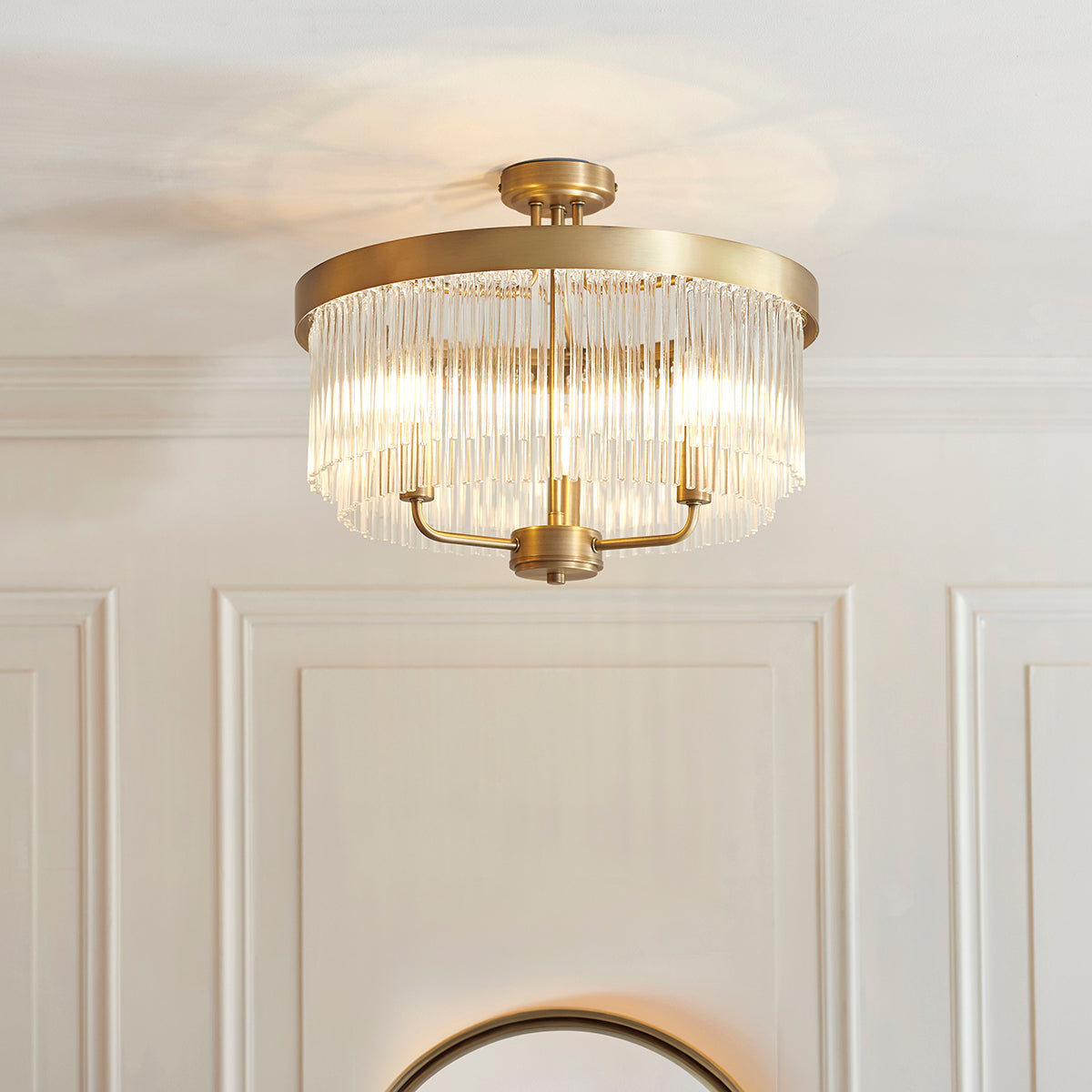 Colmn 3-Light Semi Flush Light in Warm Antique Brass