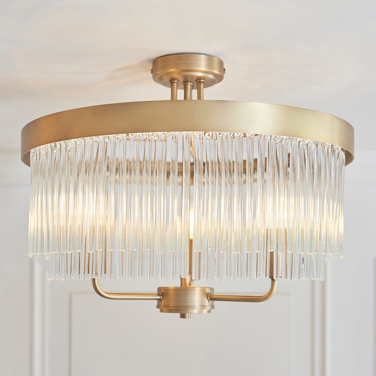 Colmn 3-Light Semi Flush Light in Warm Antique Brass