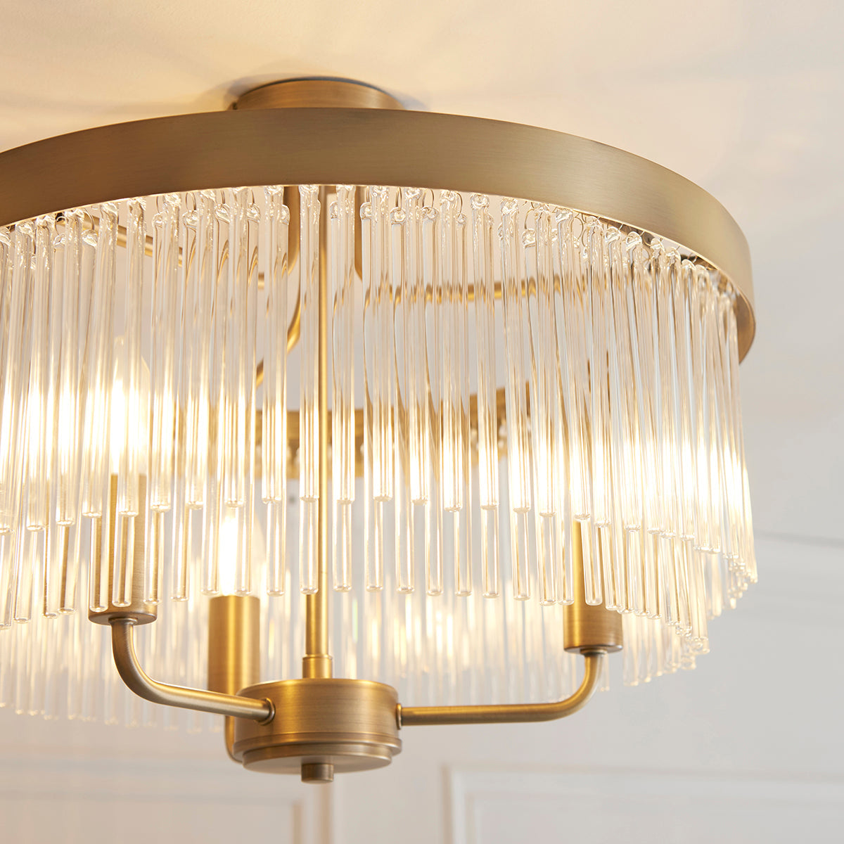 Colmn 3-Light Semi Flush Light in Warm Antique Brass