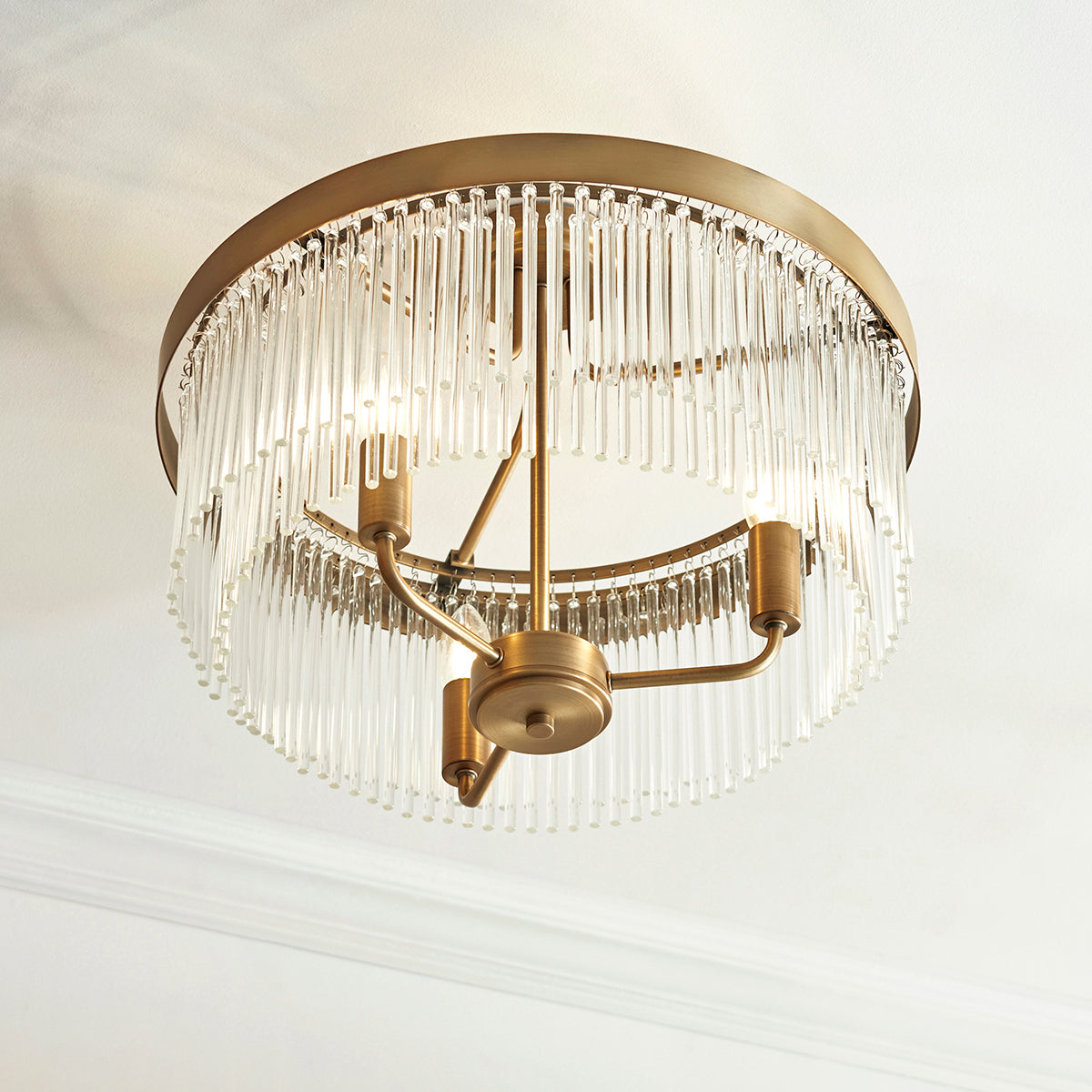 Colmn 3-Light Semi Flush Light in Warm Antique Brass